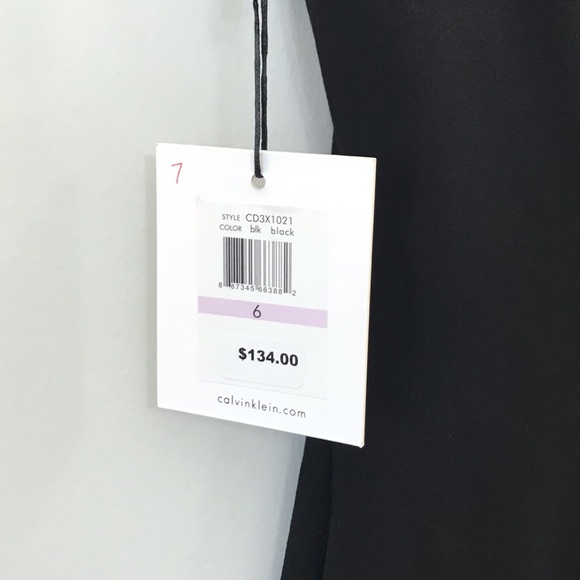 Calvin Klein Black Cap Sleeve Side Ruched Dress - Picture 2 of 8